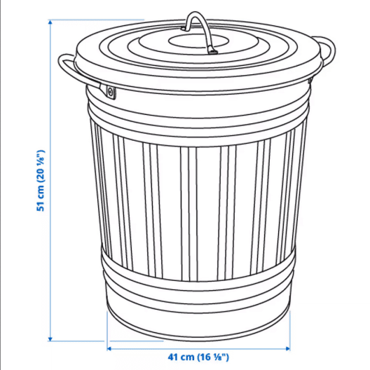 سطل زباله فلزی سفید ایکیا 40 لیتری KNODD