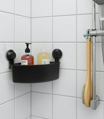 شلف کنج مشکی حمام ایکیا مدل TISKEN