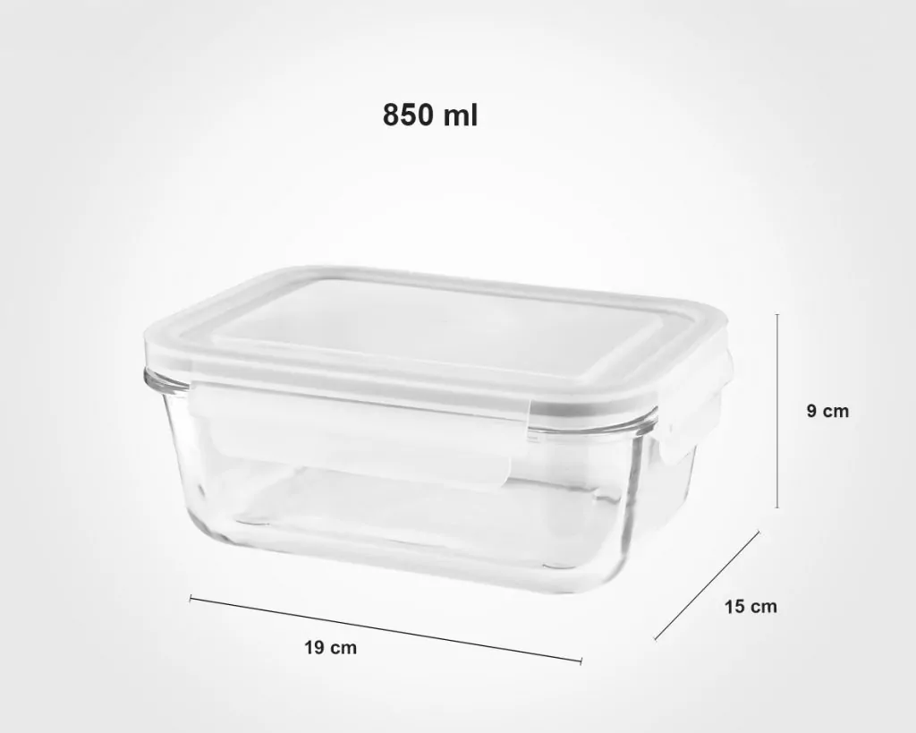 ظرف شیشه ای مستطیل لیمون 850 میلی لیتر